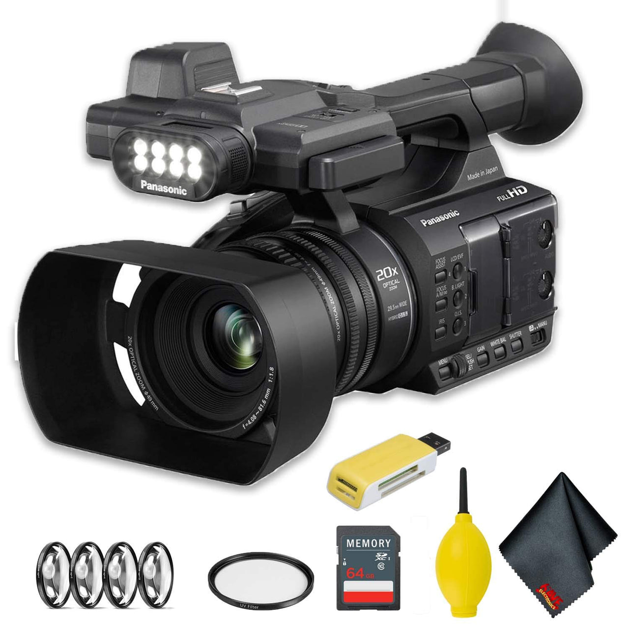 Panasonic AG-AC30 Full HD Camcorder with Touch Panel LCD Viewscreen and Built-in LED Light Standard Accessory Bundle w/U